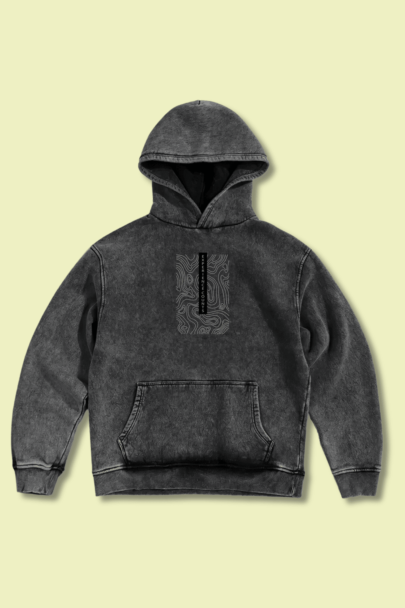 Oversized Hoodie - Experience Counts Acid Wash Hoodie