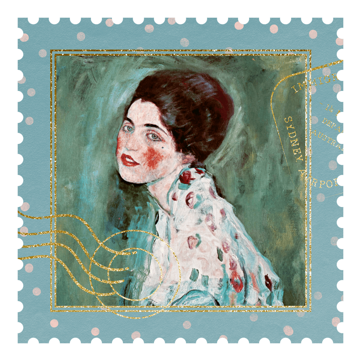 ملصق طابع صورة سيدة