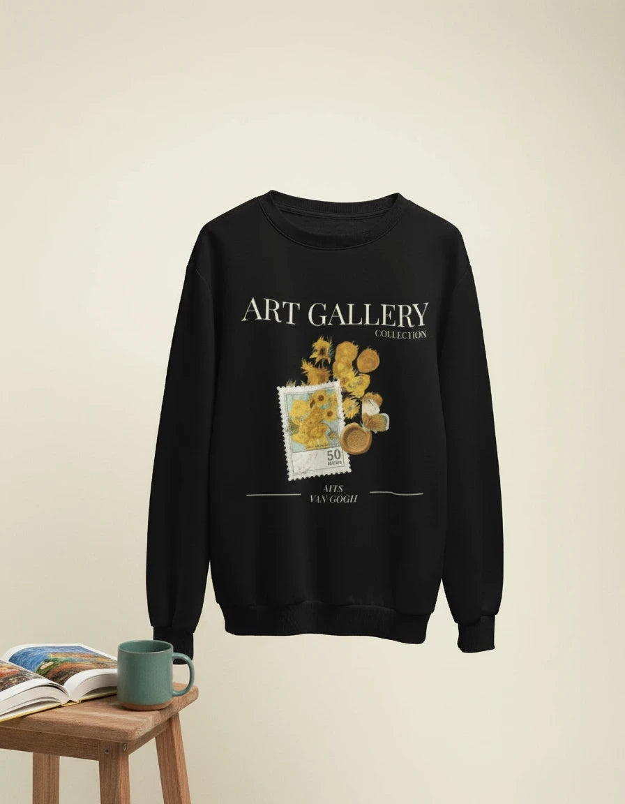 Sunflowers Stamp Crewneck - Van Gogh - Image 2