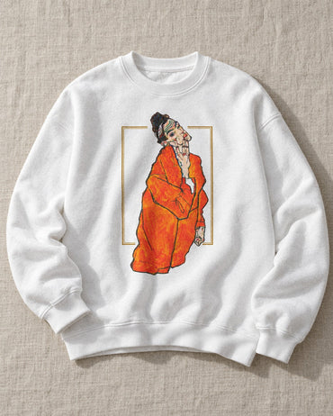Egon Schiele Kneeling Female Sweatshirt - Flat lay · front | My Turtle