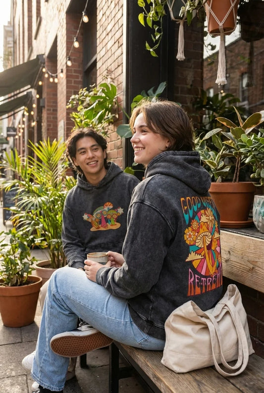 Good Vibes Retreat Acid Wash Hoodie Premium Quality