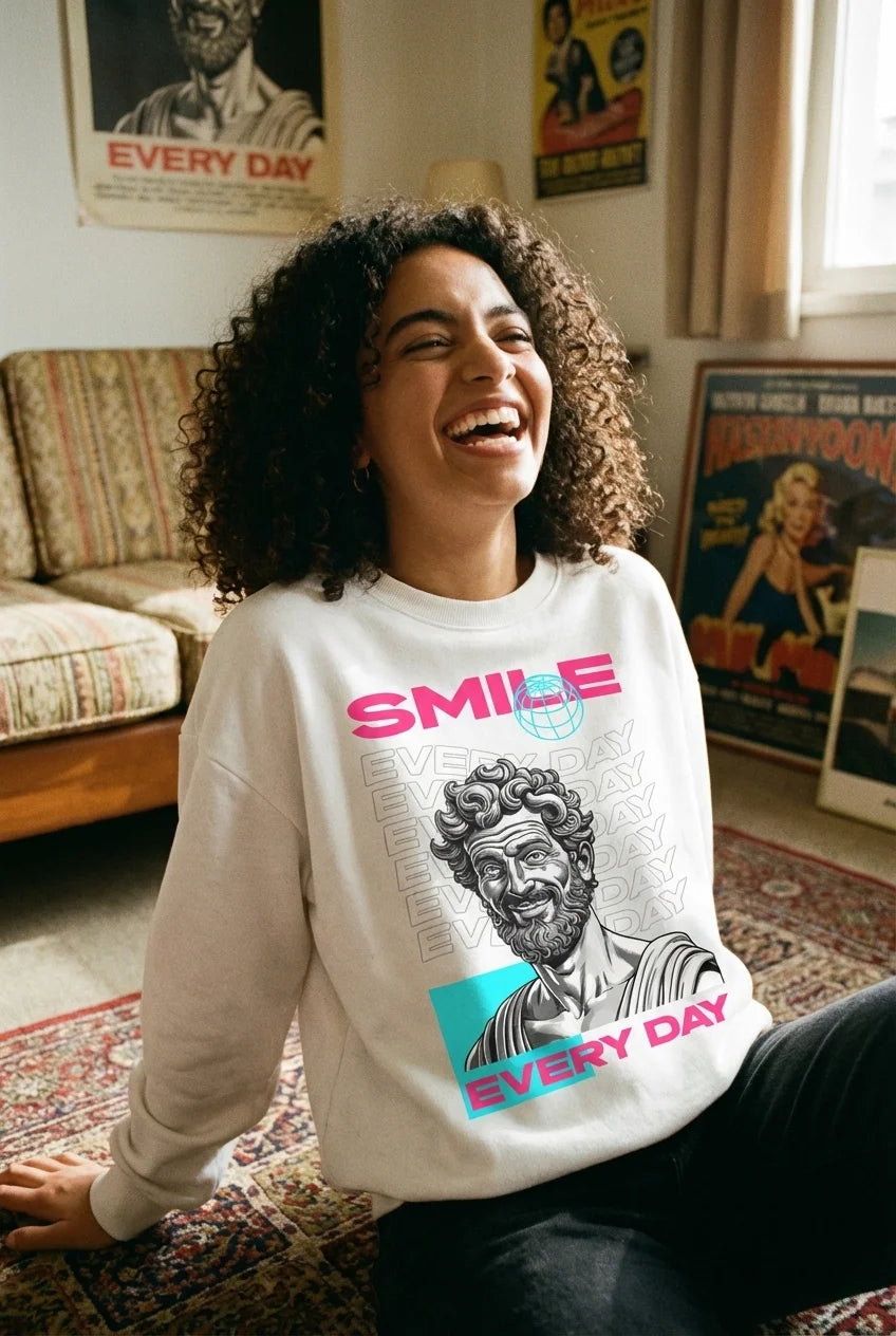 Smile Everyday Neo-Classical Streetwear Crewneck