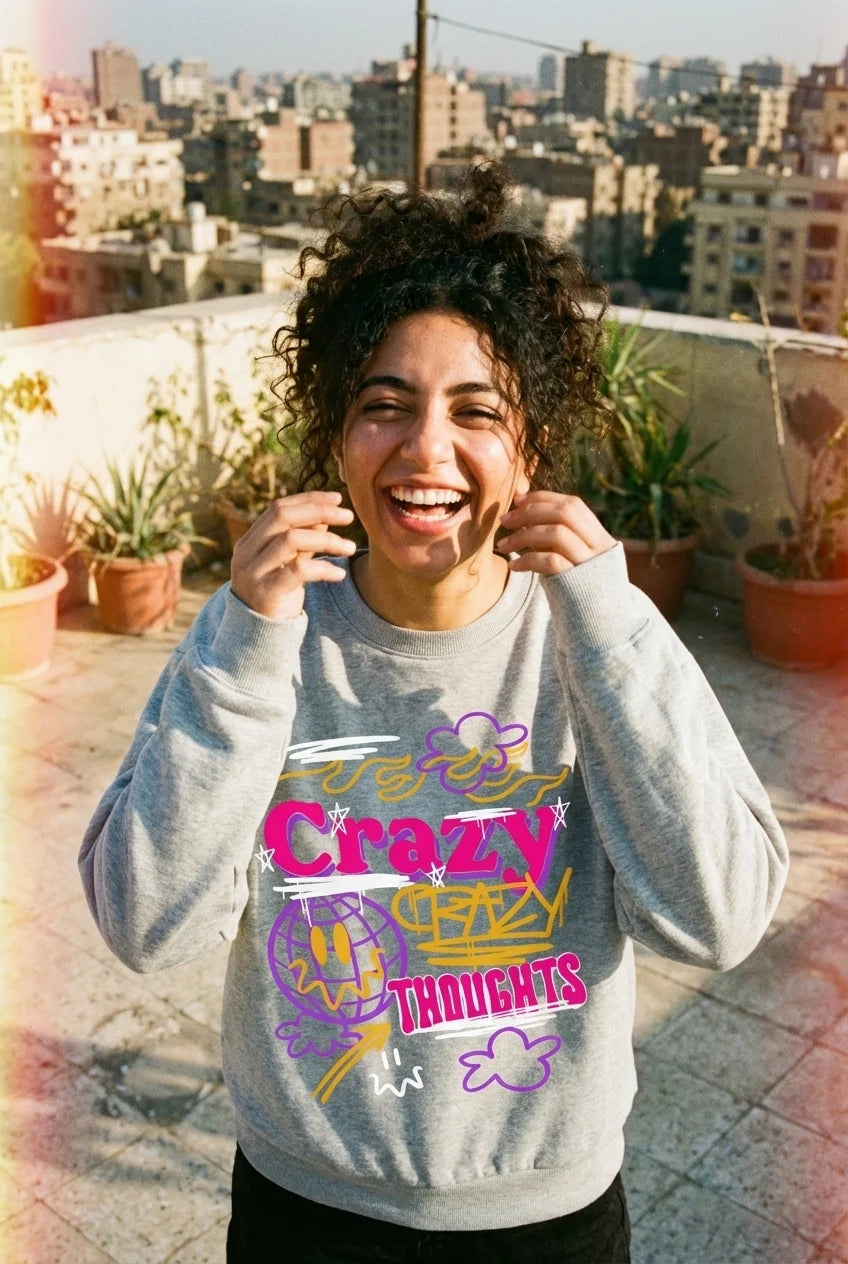 Crazy Thoughts Graffiti Heather Crewneck