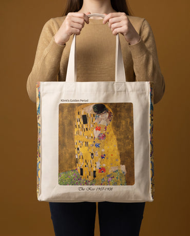 gustav-klimt-the-kiss-tote-bag On body