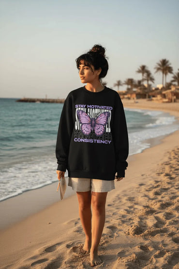Stay Motivated Butterfly Consistency Crewneck - Image 1