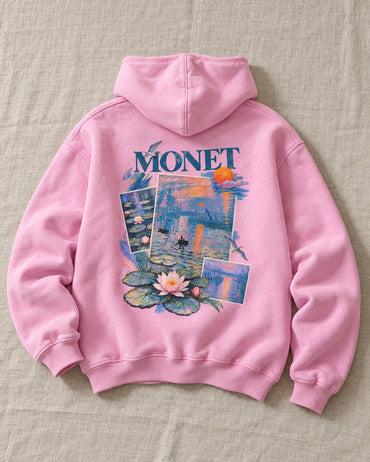 Monet Water Lily Collage Hoodie - Flat Lay | My Turtle