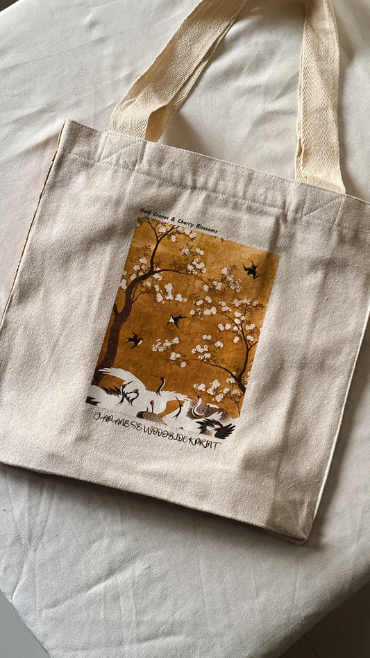 Hokusai's Gold Cranes - Tote Bag - Limited Edition Tote | My Turtle