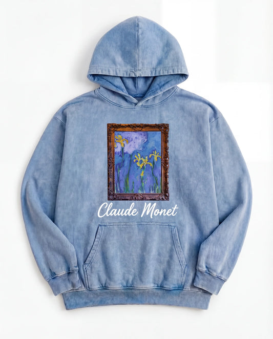 Claude Monet Irises Hoodie - Washed Hoodie | My Turtle
