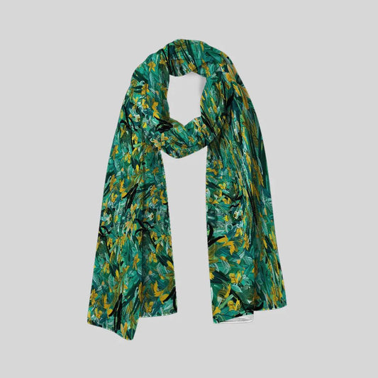 Emerald Blossoms Scarf - Chiffon Scarf | My Turtle