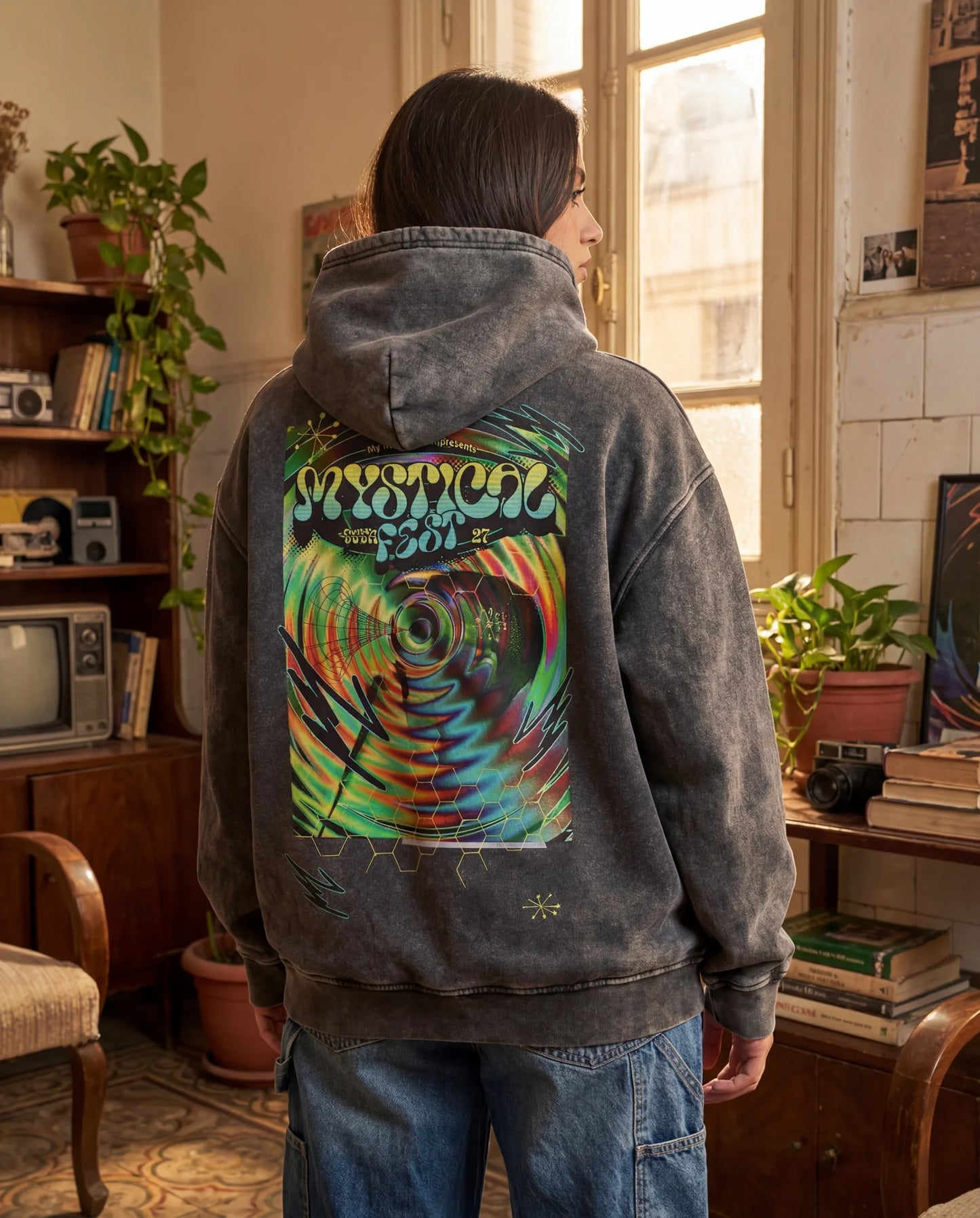Psychedelic Festival Hoodie - Washed Hoodie | My Turtle