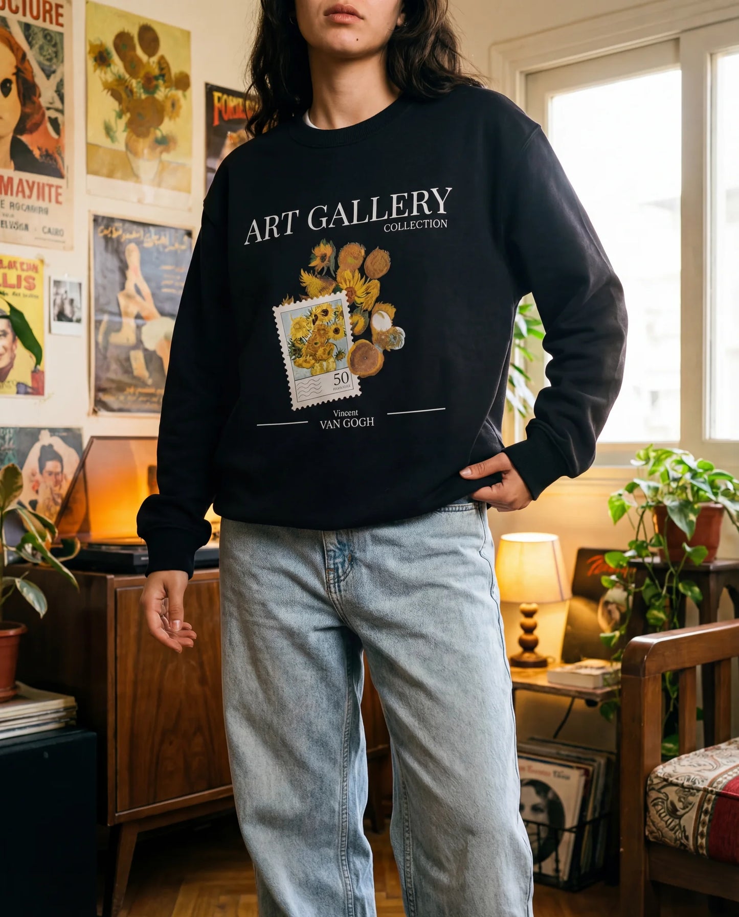 Sunflowers Stamp Crewneck - Van Gogh - Sweatshirt | My Turtle