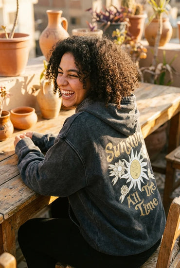 Sunshine All The Time Hoodie - Washed Hoodie | My Turtle