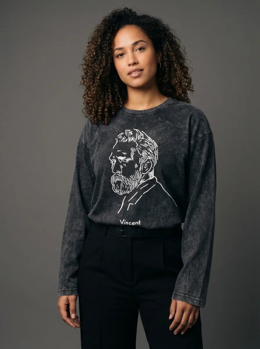 Van Gogh Sketch Long Sleeve - Oversized T-Shirt | My Turtle