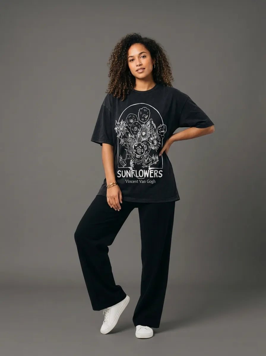 Vincent Sunflowers T-Shirt - Oversized T-Shirt | My Turtle