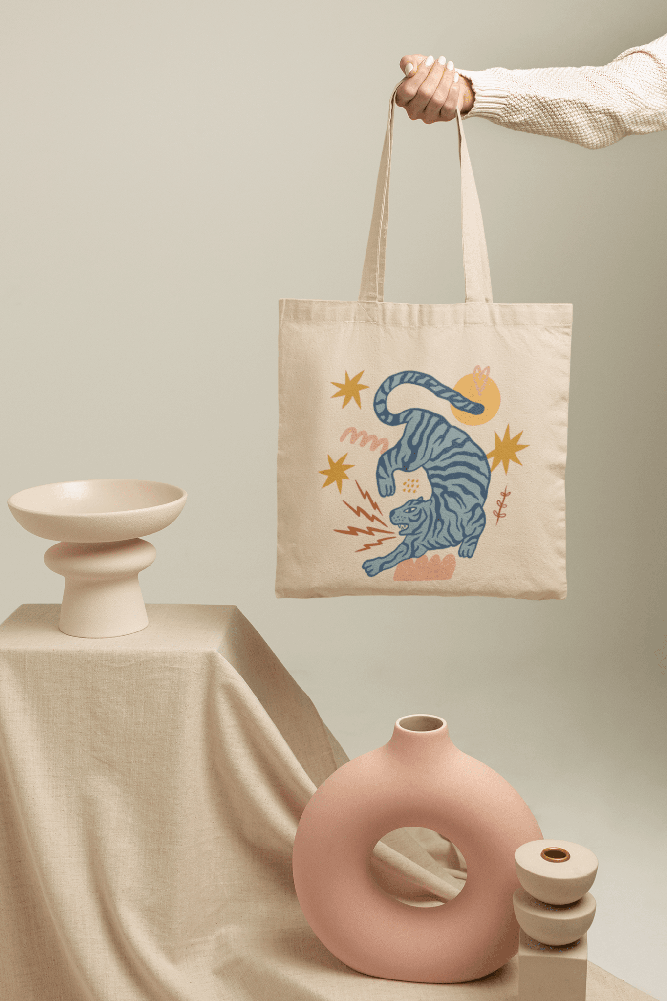 Wild Retro Tiger Tote Bag - Tote Bag | My Turtle