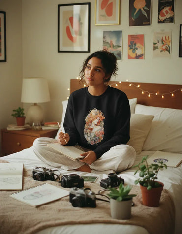 Floral Portrait Crewneck - Alphonse Mucha - Image 2