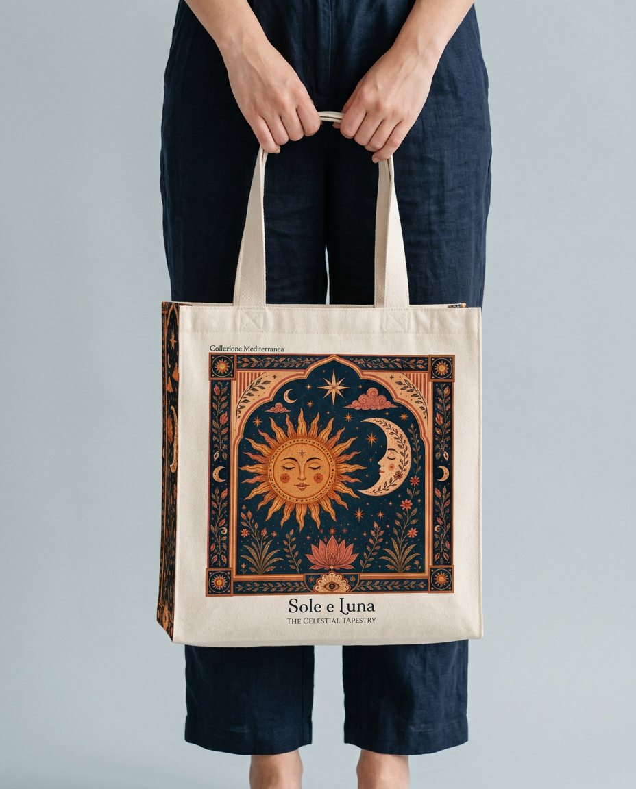 Sole e Luna tote bag held by model