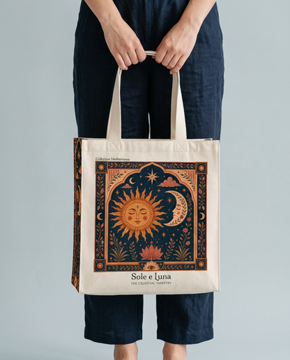 Sole e Luna tote bag held by model