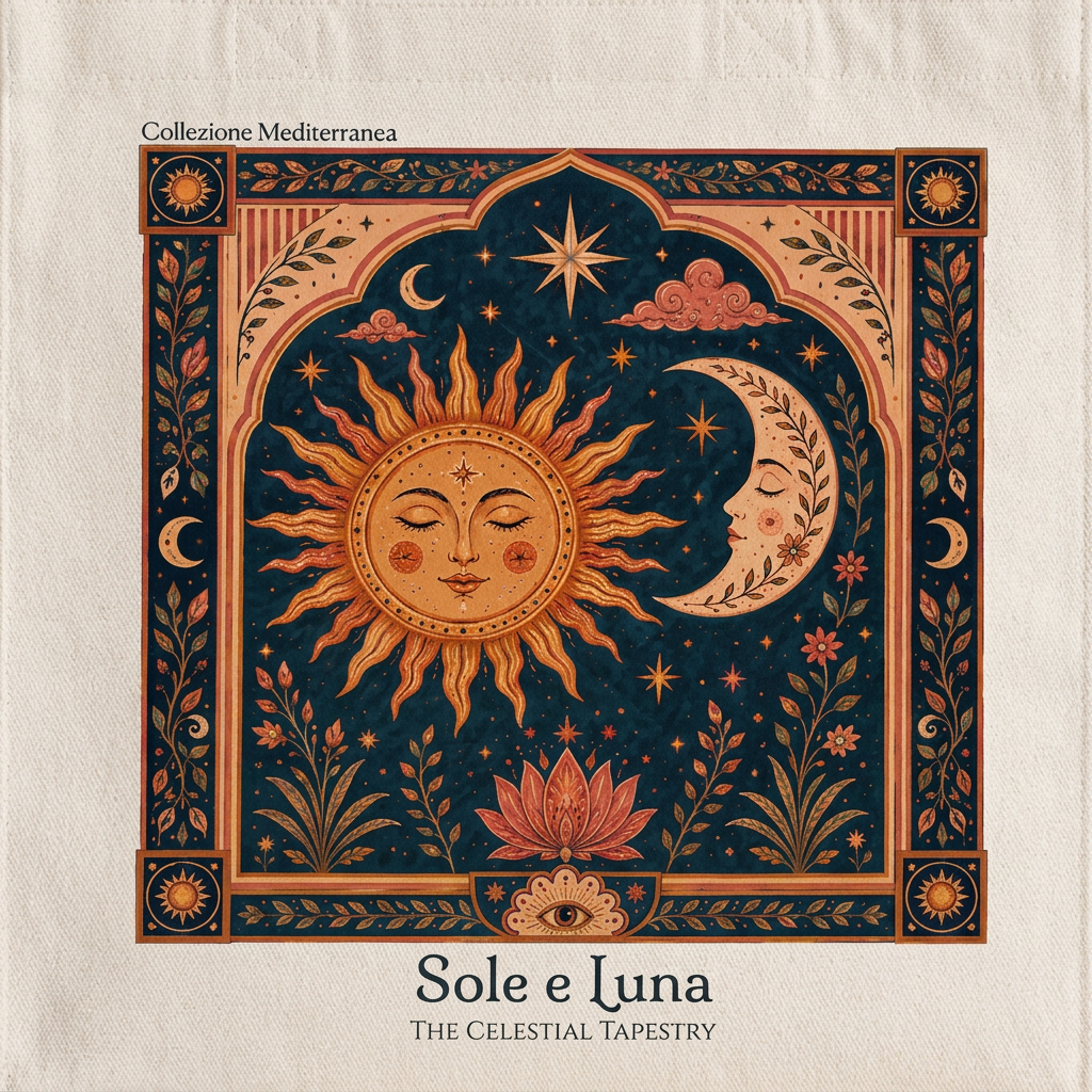 Sole e Luna tote bag print close-up on canvas