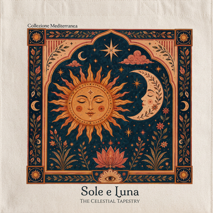 Sole e Luna tote bag print close-up on canvas