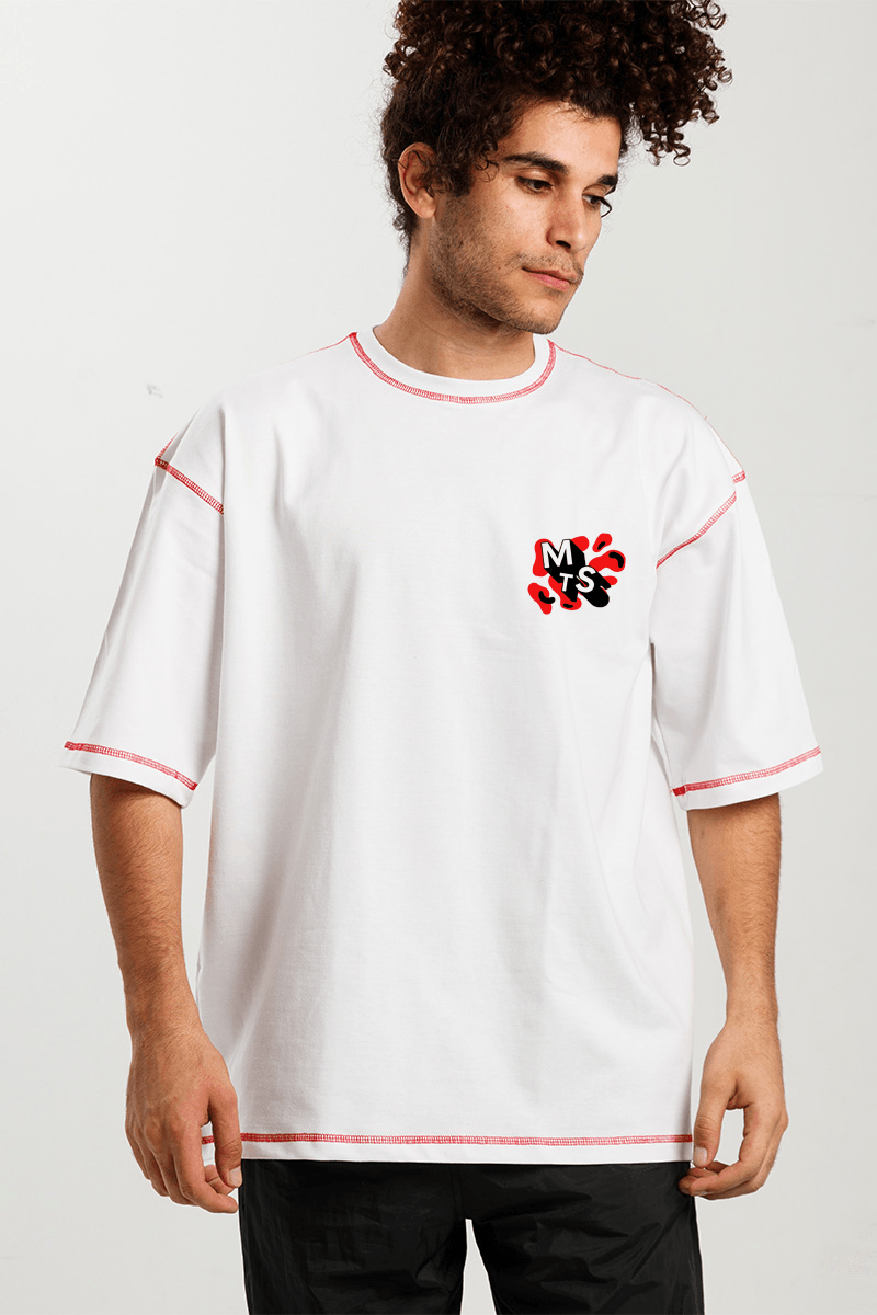 تي شيرت كبير الحجم مخيط بالثلج