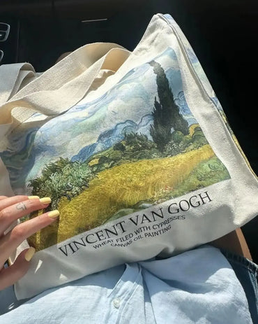 Van Gogh Wheat field with Cypresses - Tote Bag