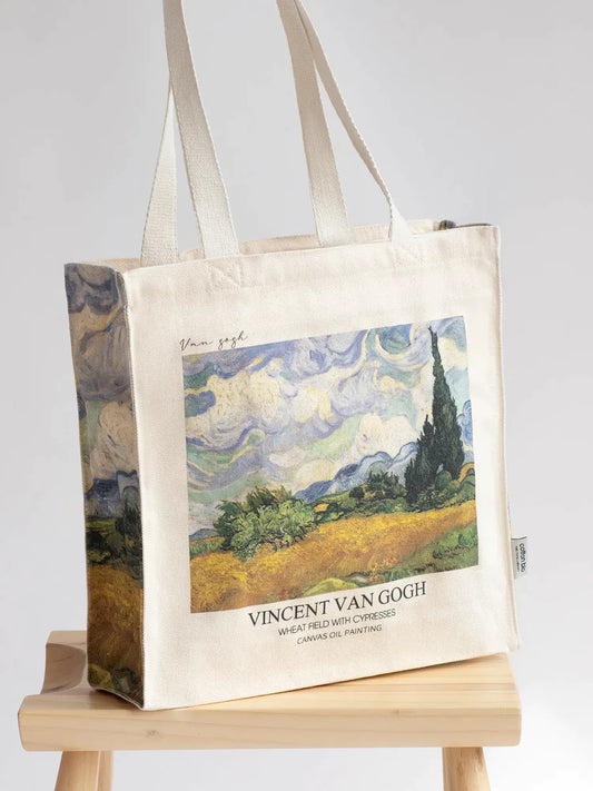 Van Gogh Wheat field with Cypresses - Tote Bag-My Turtle