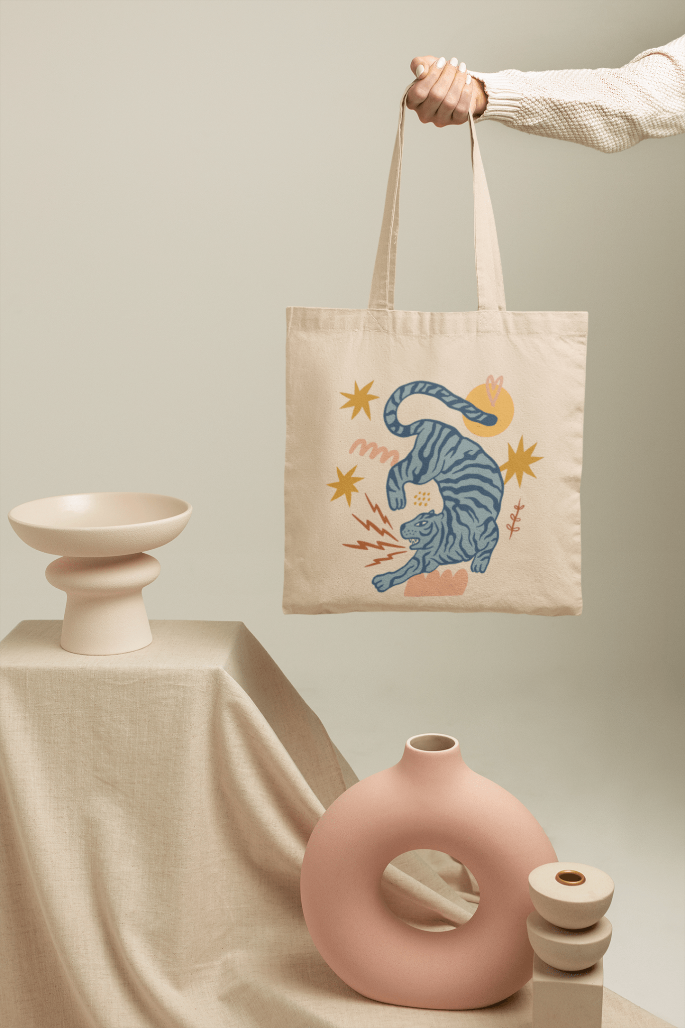 Tote Bag - Wild Retro Tiger Tote Bag