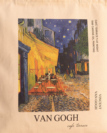 cafe-terrace-at-night-van-gogh-tote-bag Print close-up