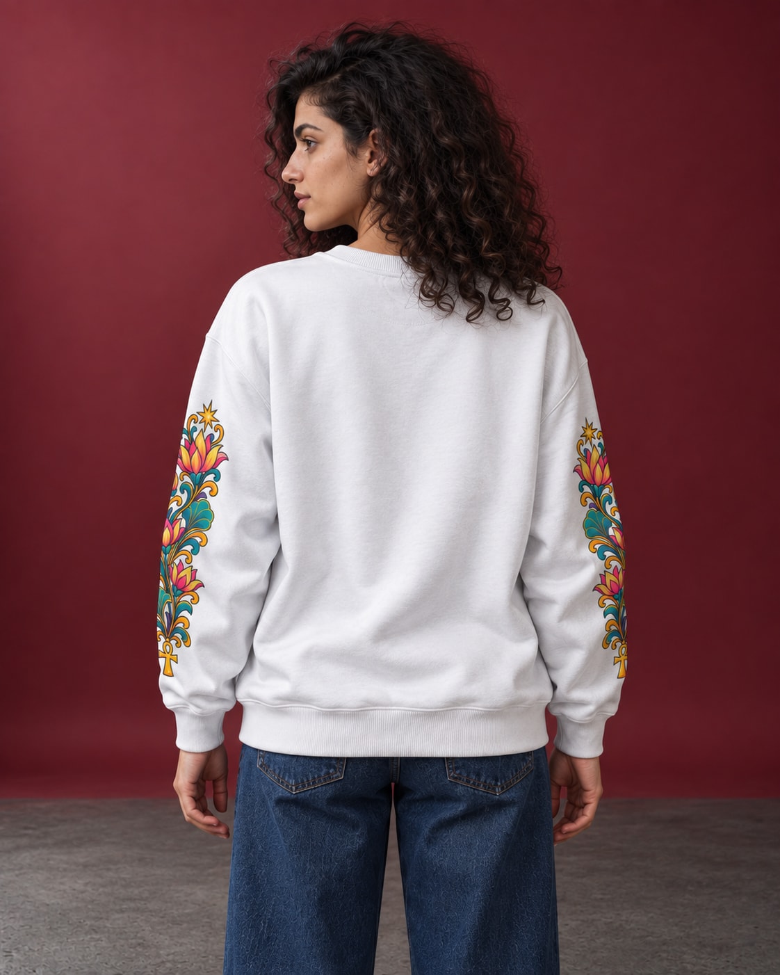 Celestial Lotus Scarab Sweatshirt - Back Print Model Shot | My Turtle