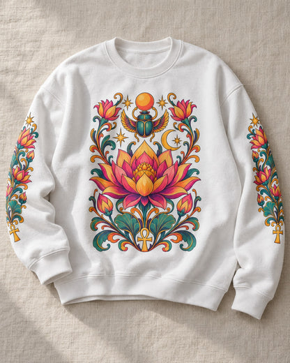 Celestial Lotus Scarab Sweatshirt - Flat lay · front | My Turtle