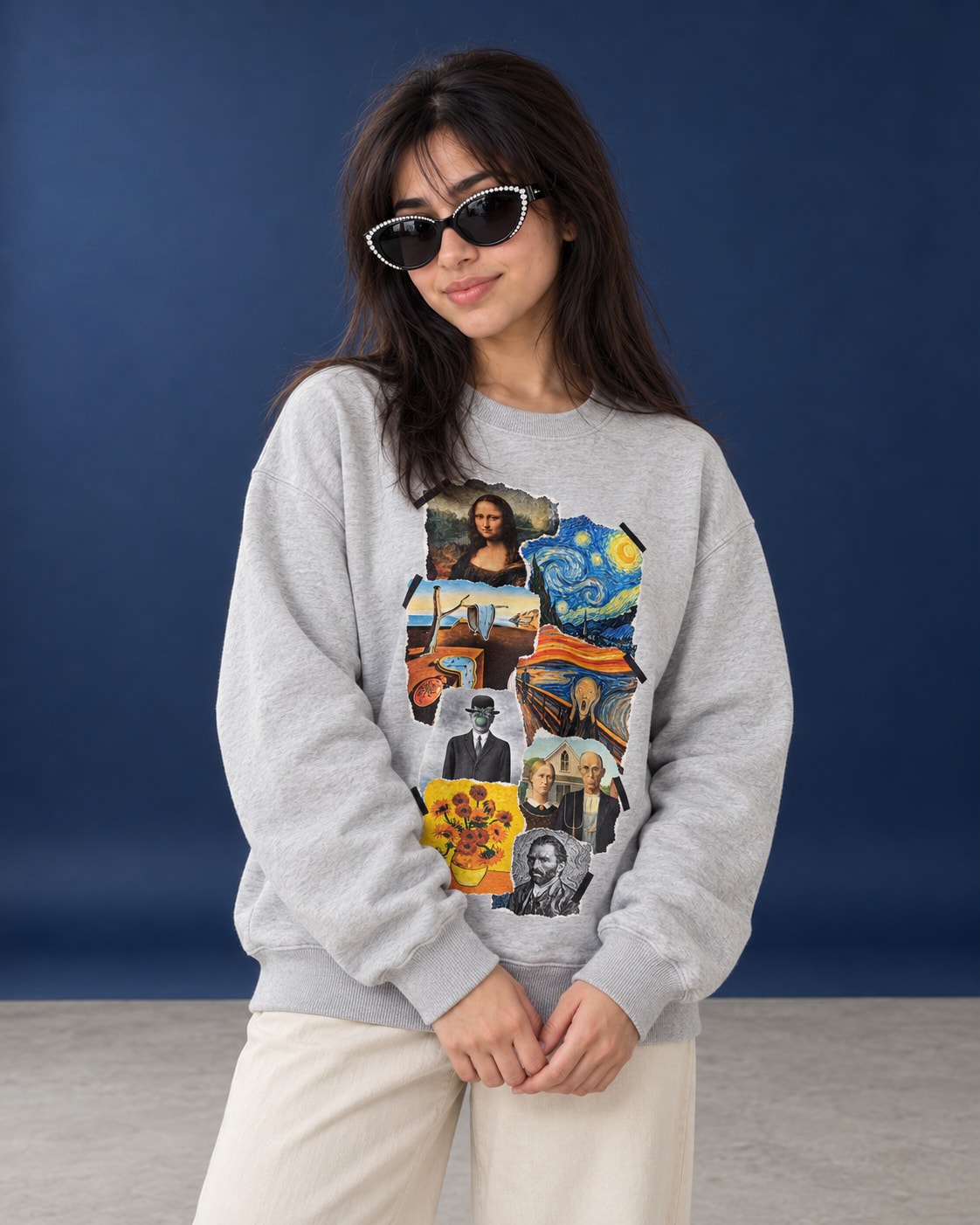 Classic Art Collage Sweatshirt - Front Print Model Shot | My Turtle
