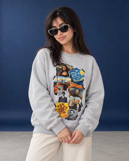 Classic Art Collage Sweatshirt - Front Print Model Shot | My Turtle