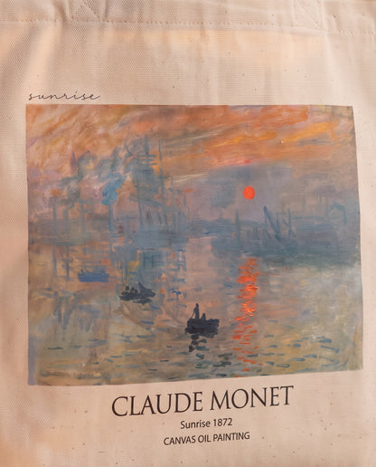 claude-monet-sunrise-tote-bag-1 Print close-up