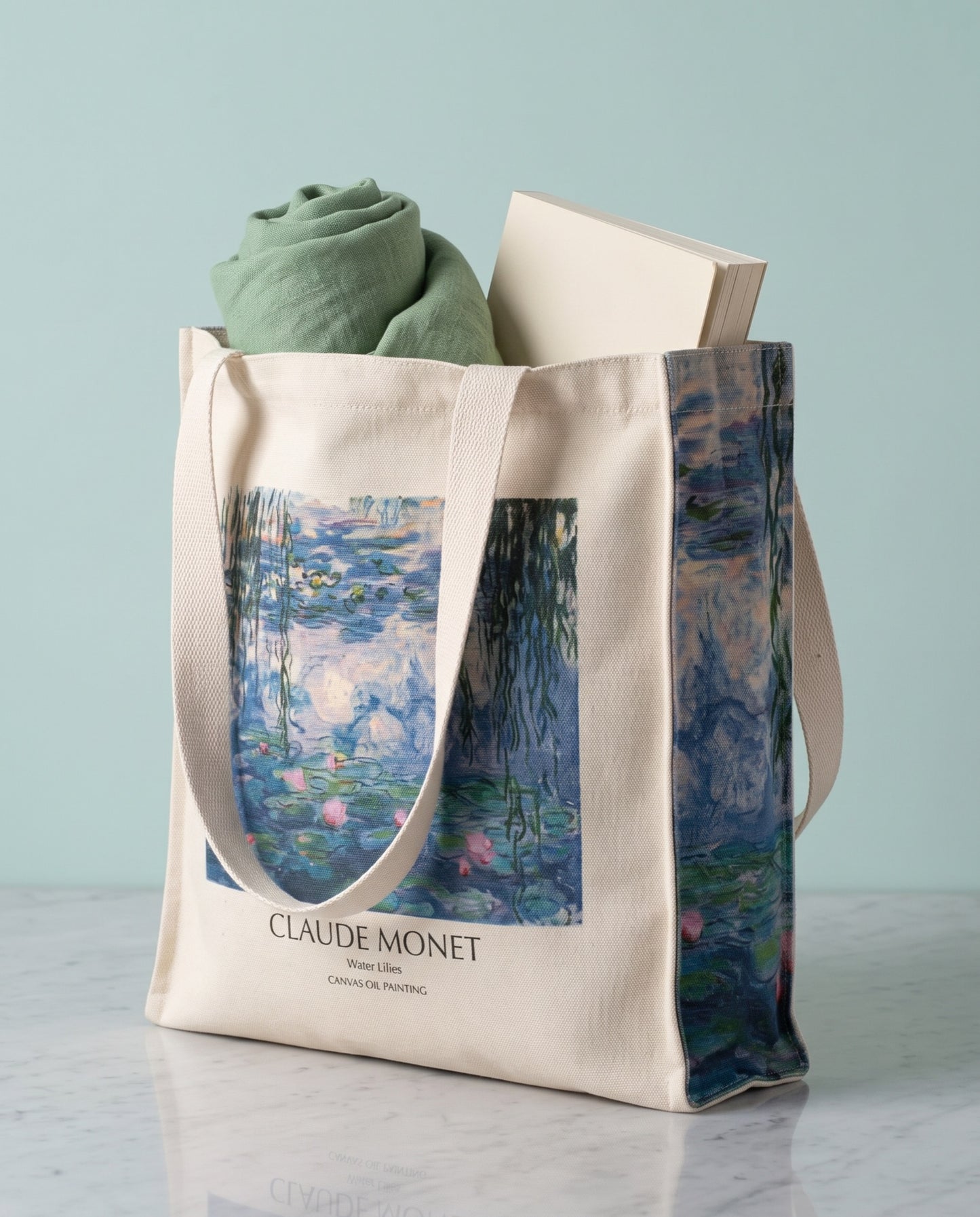 claude-monet-water-lilies-tote-bag What fits inside