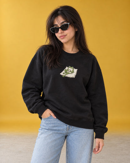 Cozy Frog Sweatshirt - Front Print Model Shot | My Turtle