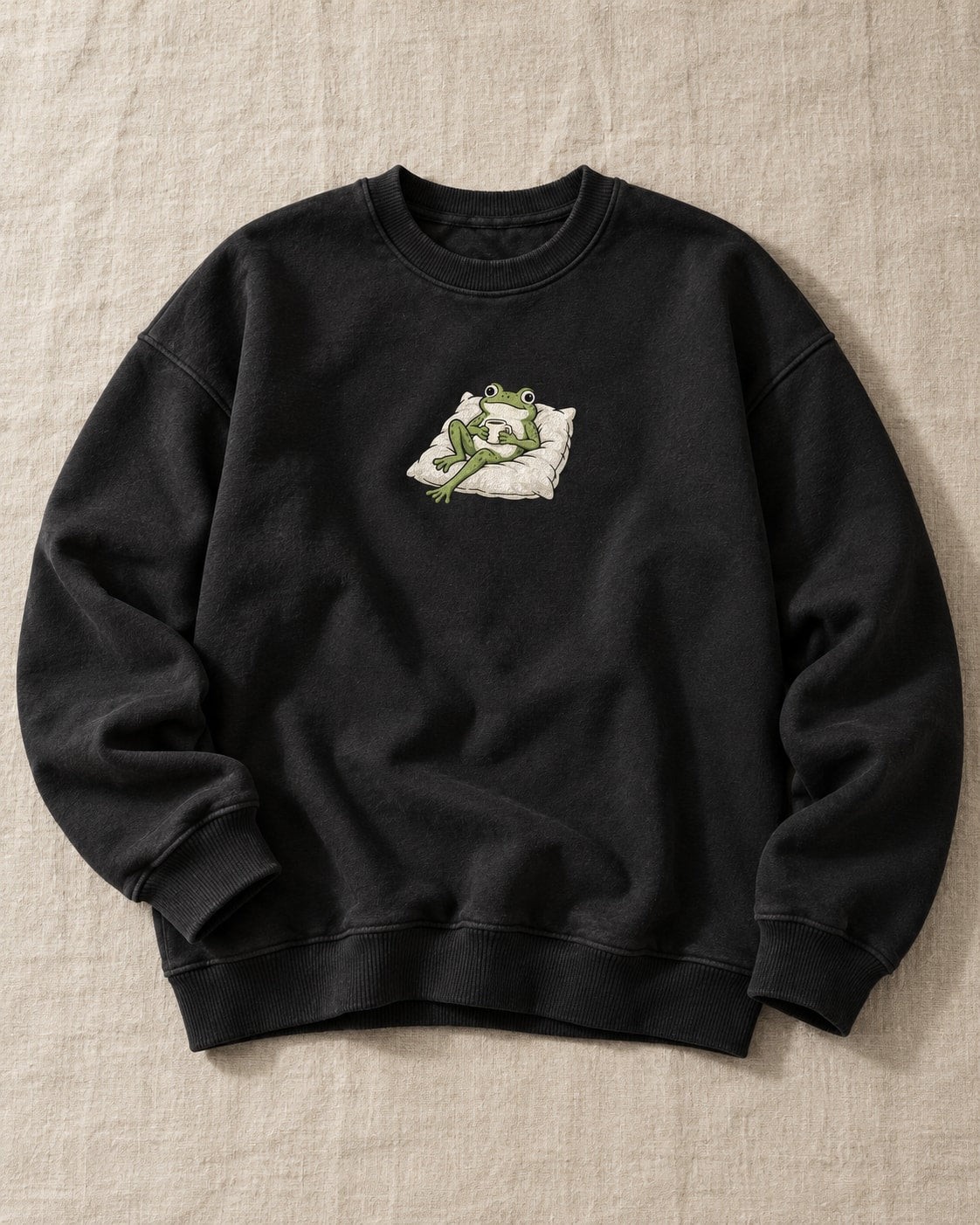 Cozy Frog Sweatshirt - Flat lay · front | My Turtle