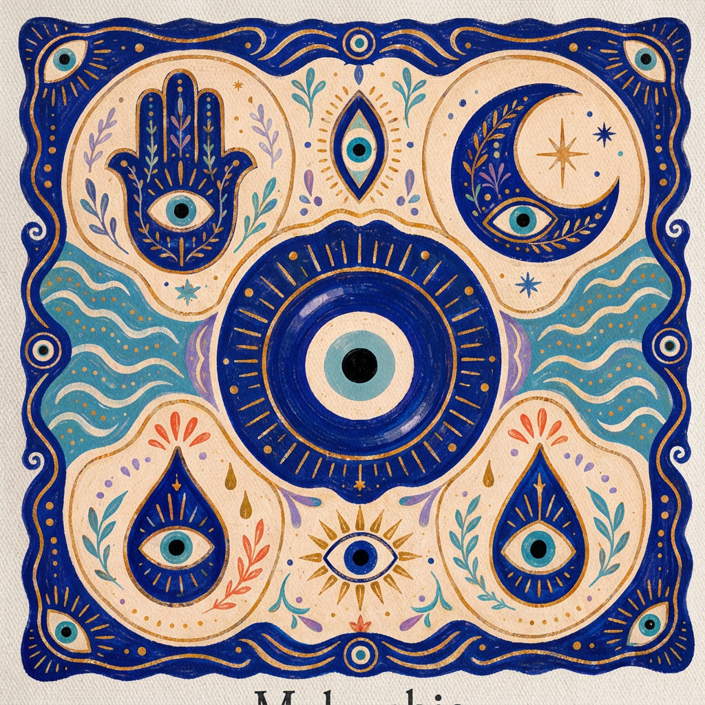 Malocchio tote bag print close-up on canvas