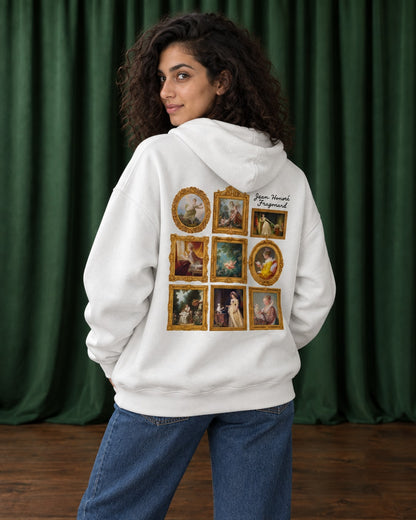 Fragonard Framed Paintings Hoodie - Back Print Model Shot | My Turtle