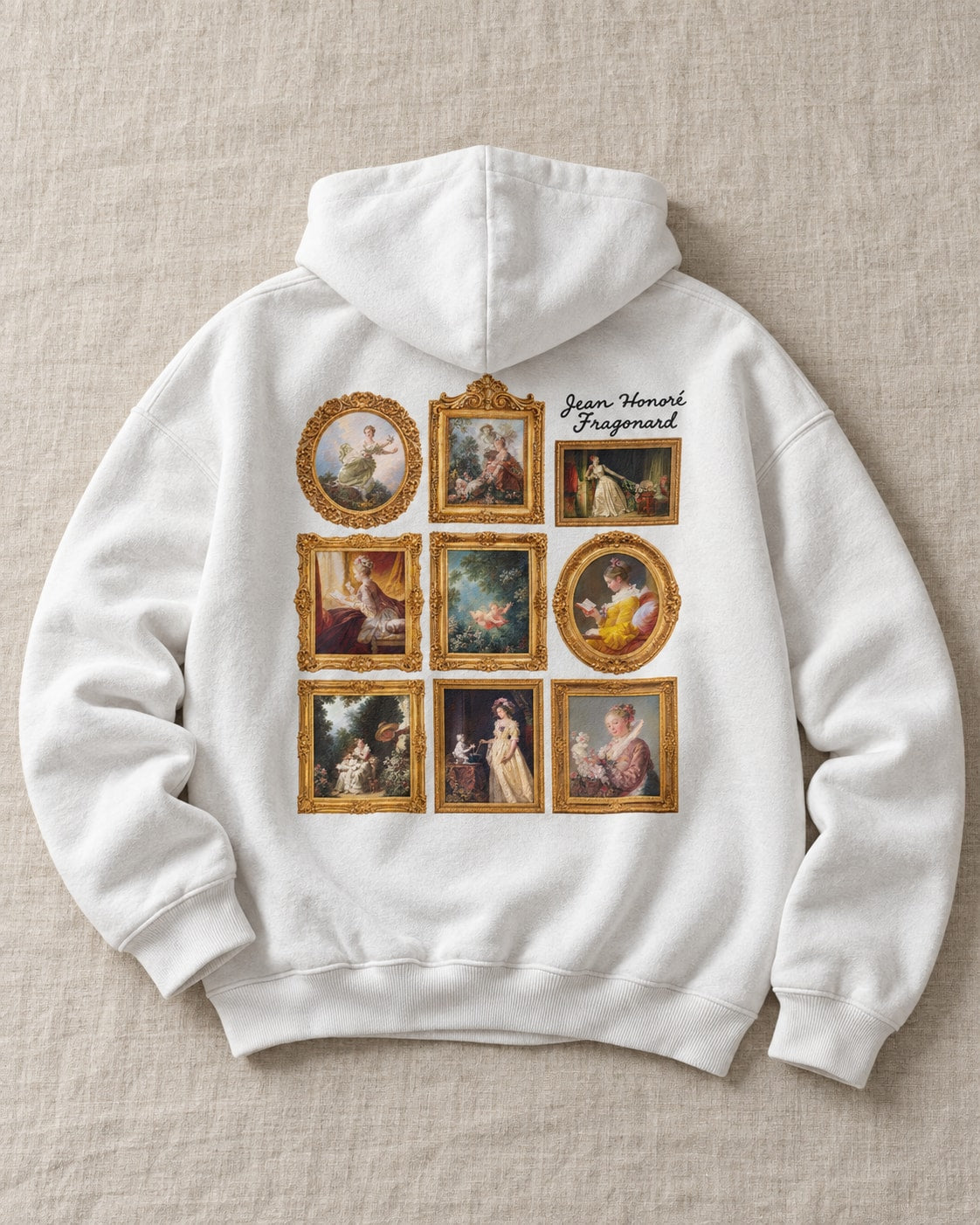 Fragonard Framed Paintings Hoodie - Flat lay · back | My Turtle
