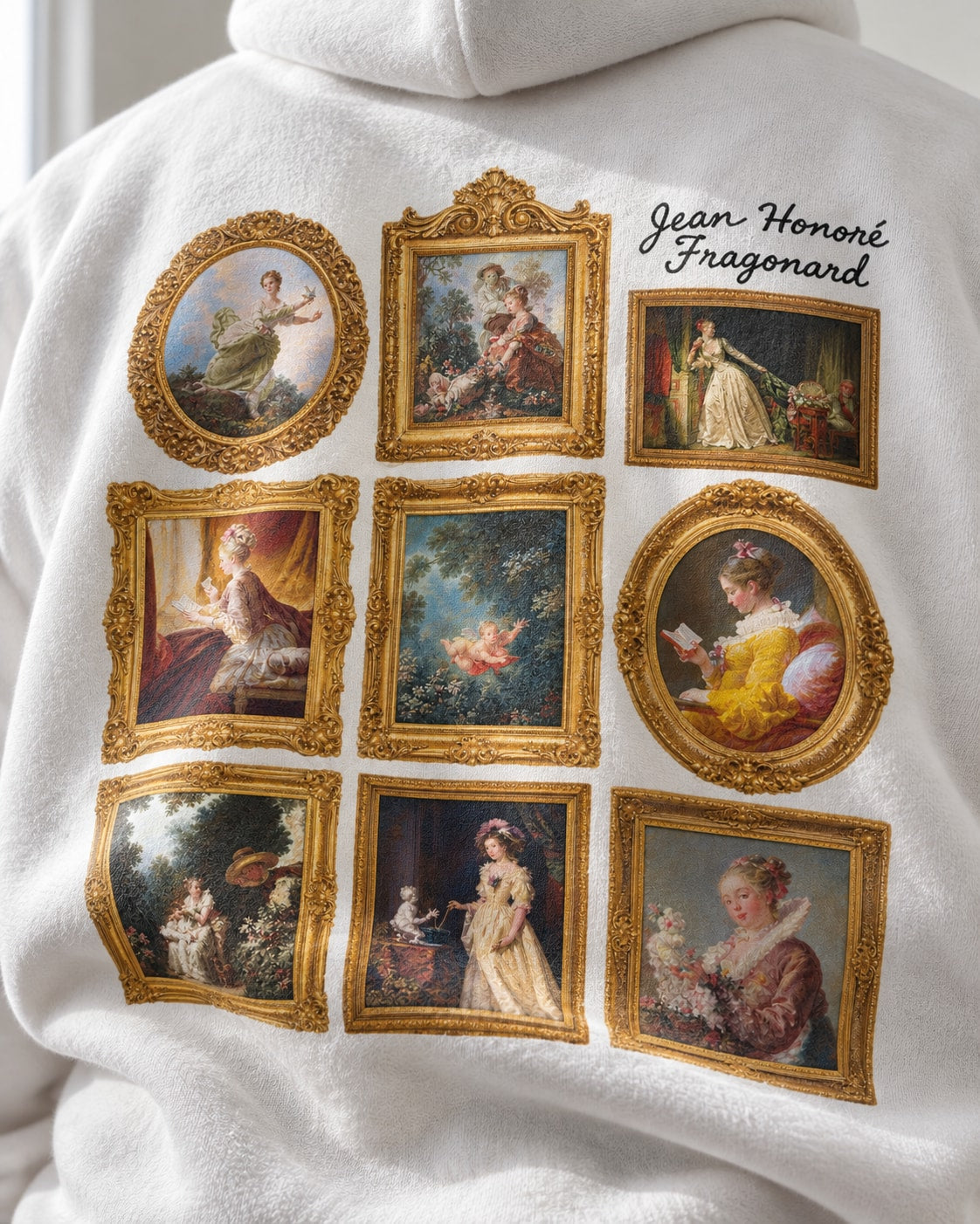 Fragonard Framed Paintings Hoodie - Print close-up · back | My Turtle