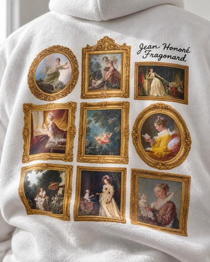 Fragonard Framed Paintings Hoodie - Print close-up · back | My Turtle
