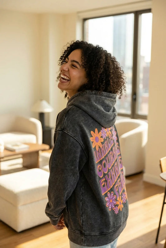 Inhale Courage Acid Wash Hoodie Premium Quality