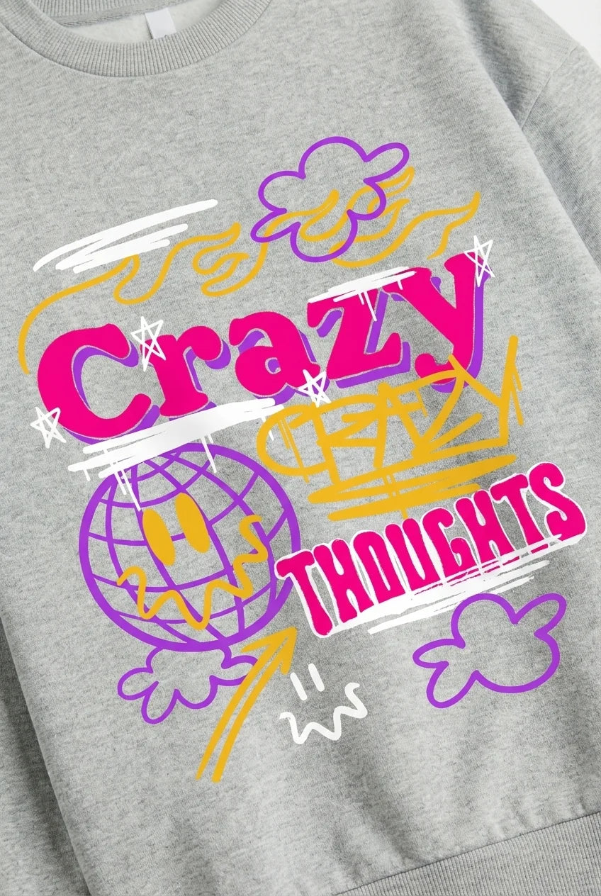 Crazy Thoughts Graffiti Heather Crewneck