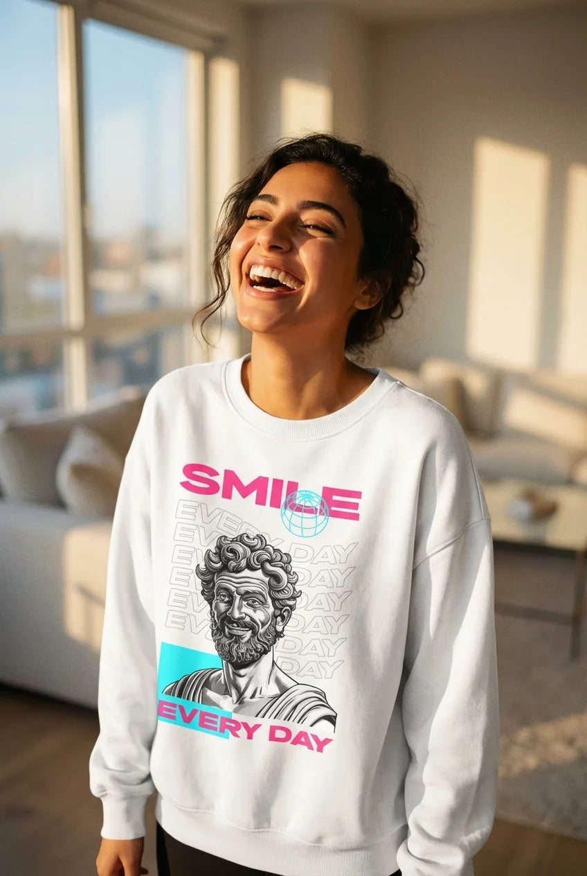 Smile Everyday Neo-Classical Streetwear Crewneck