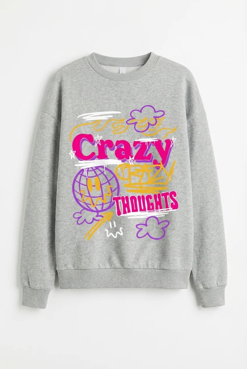 Crazy Thoughts Graffiti Heather Crewneck