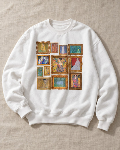 Gustav Klimt Gallery Collage Sweatshirt - Flat lay · front | My Turtle