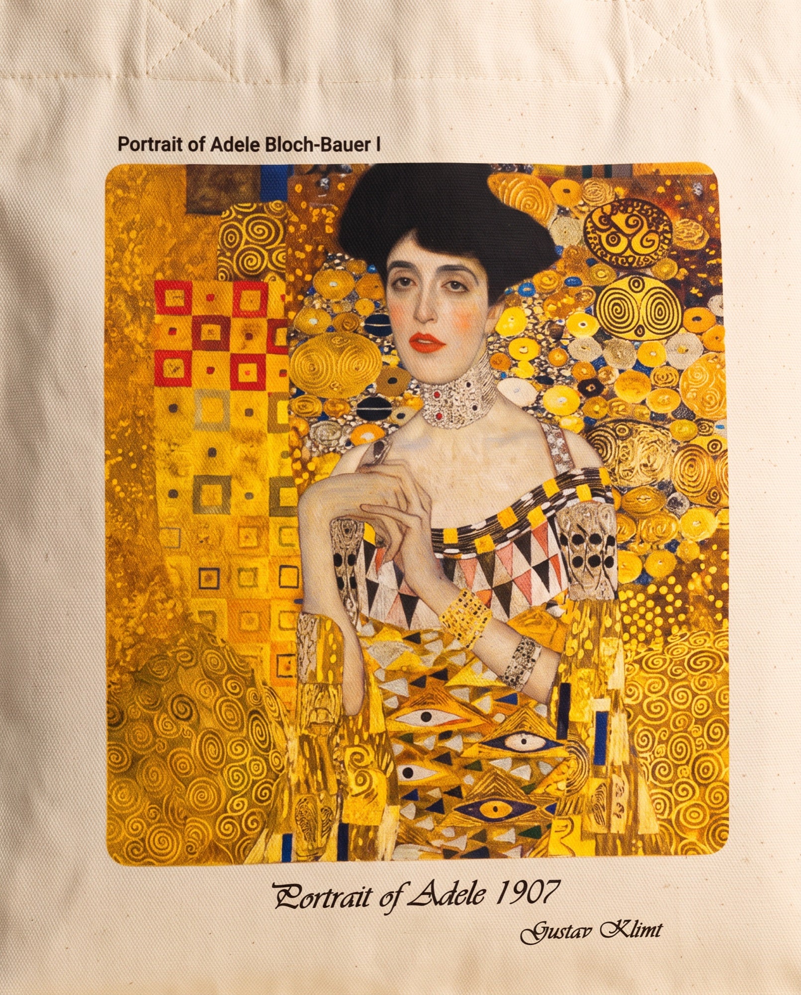 gustav-klimt-portrait-of-adele-tote-bag Print close-up