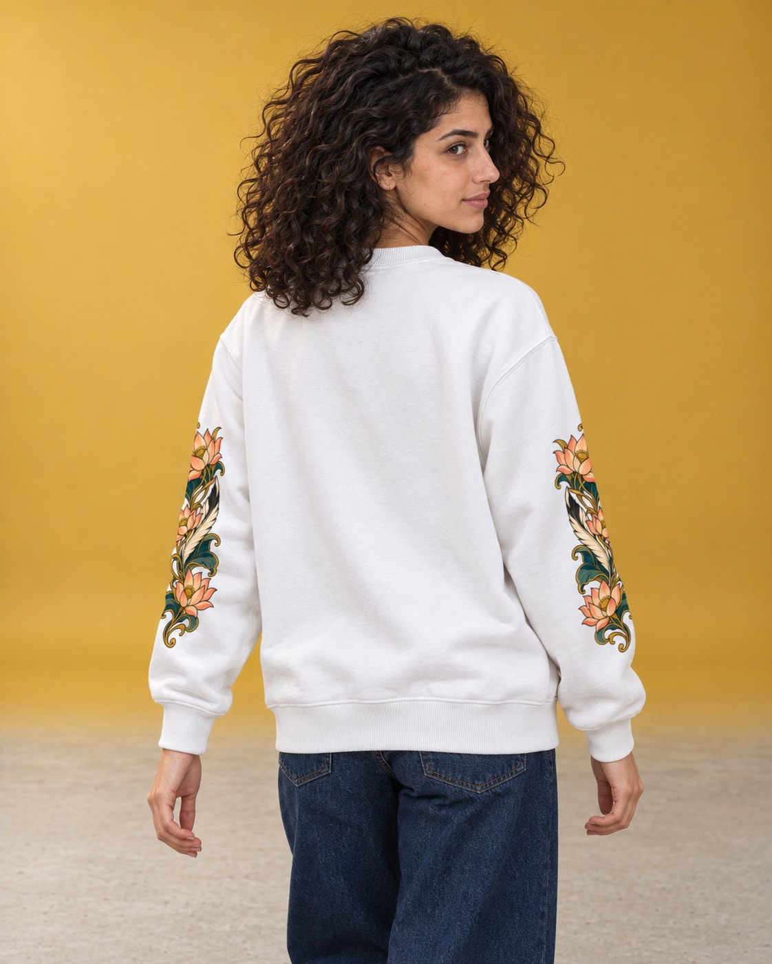 Ibis Among Lotuses Sweatshirt - Back Print Model Shot | My Turtle