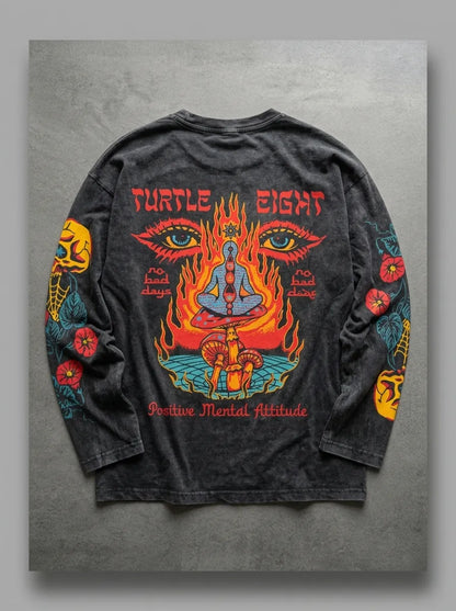 Turtle Eyes Long Sleeve Tee - Sleeve Detail Skull Roses | My Turtle